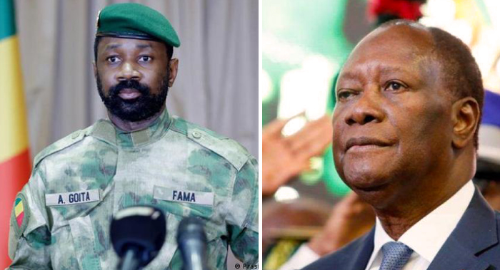 Le Colonel Assimi Goïta du Mali et Alassane Ouattara de la Côte d'Ivoire.