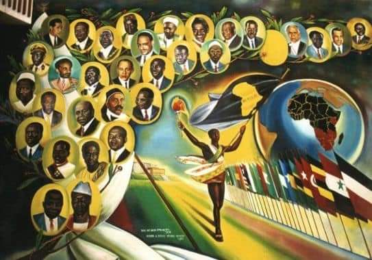 Une fresque des Pères-fondateurs de l’Organisation de l’unité africaine (OUA).