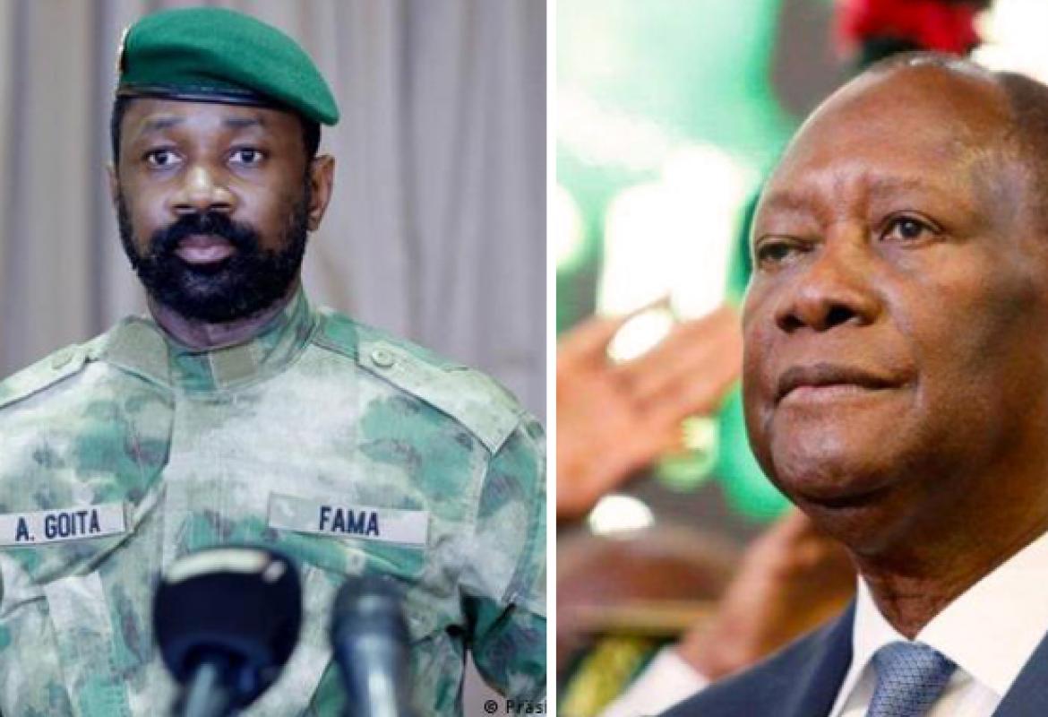 Le Colonel Assimi Goïta du Mali et Alassane Ouattara de la Côte d'Ivoire.