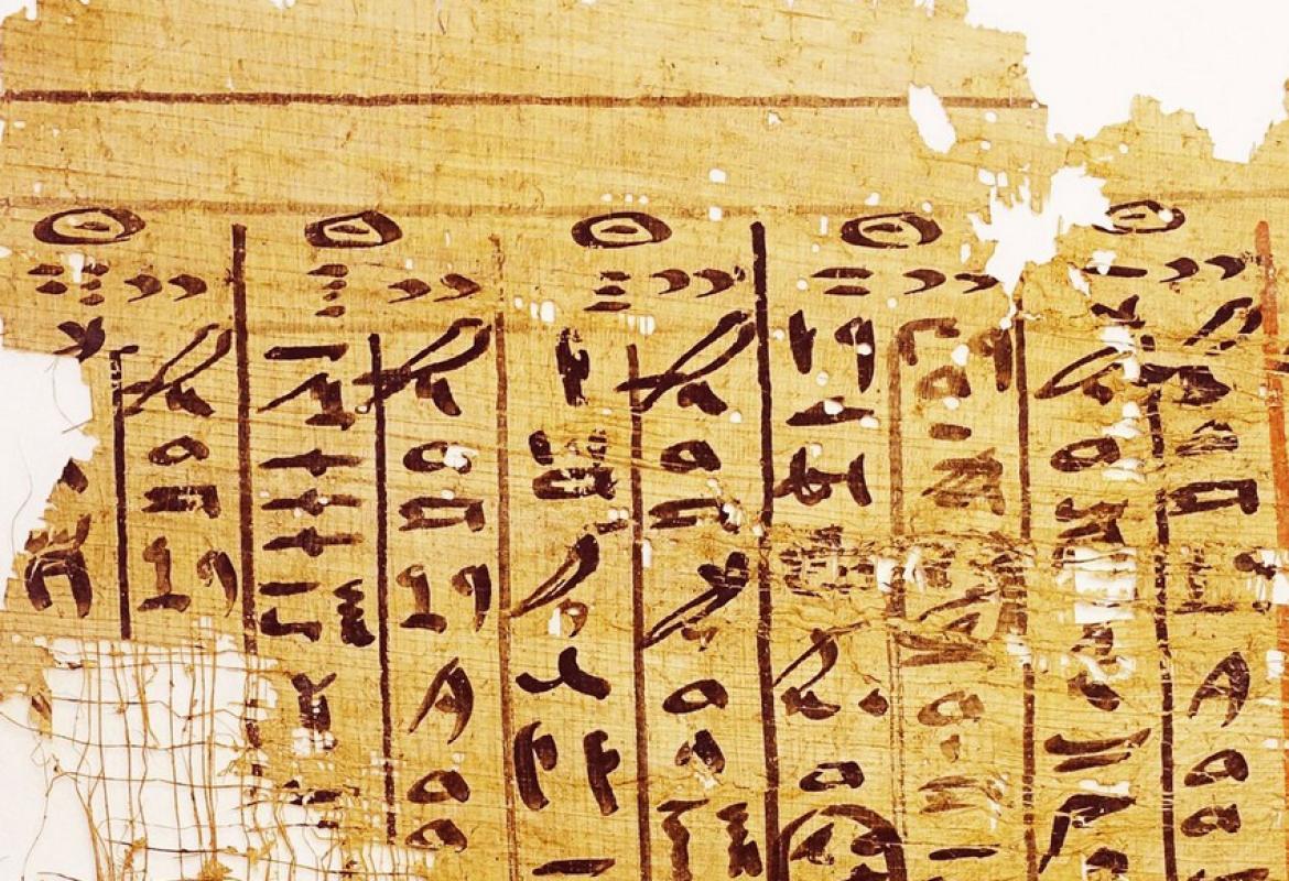 Un fragment de papyrus retrouvé devant l'une des galeries. (Pierre Tallet)